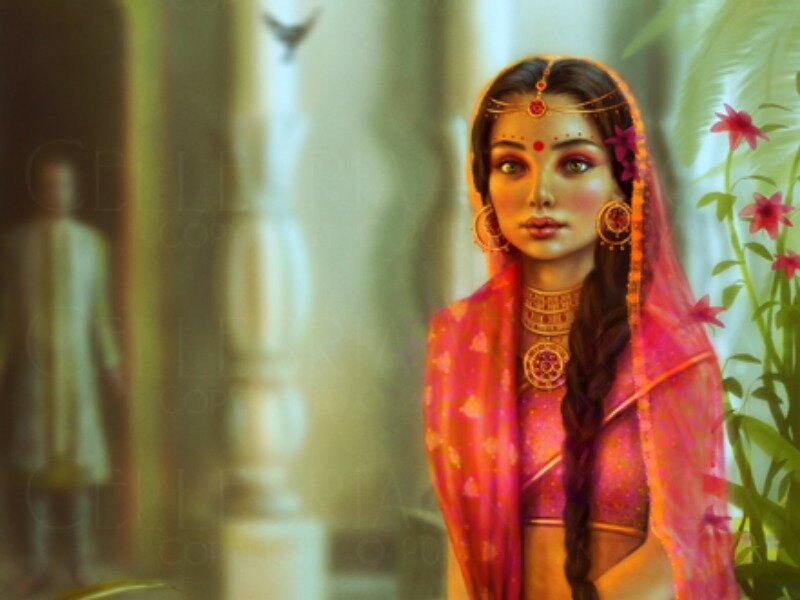 Woman in Traditional Attire — Pink, Serene, Afternoon