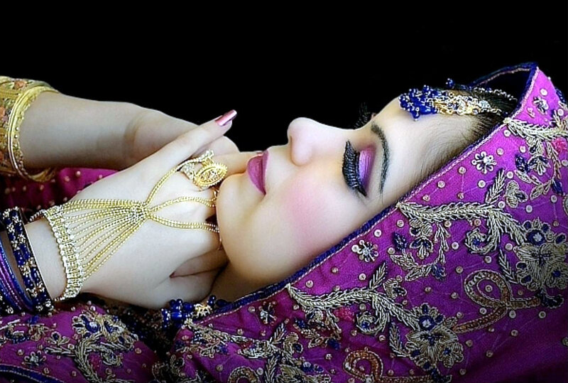 Woman in Traditional Attire — Purple, Dramatic, Photograph