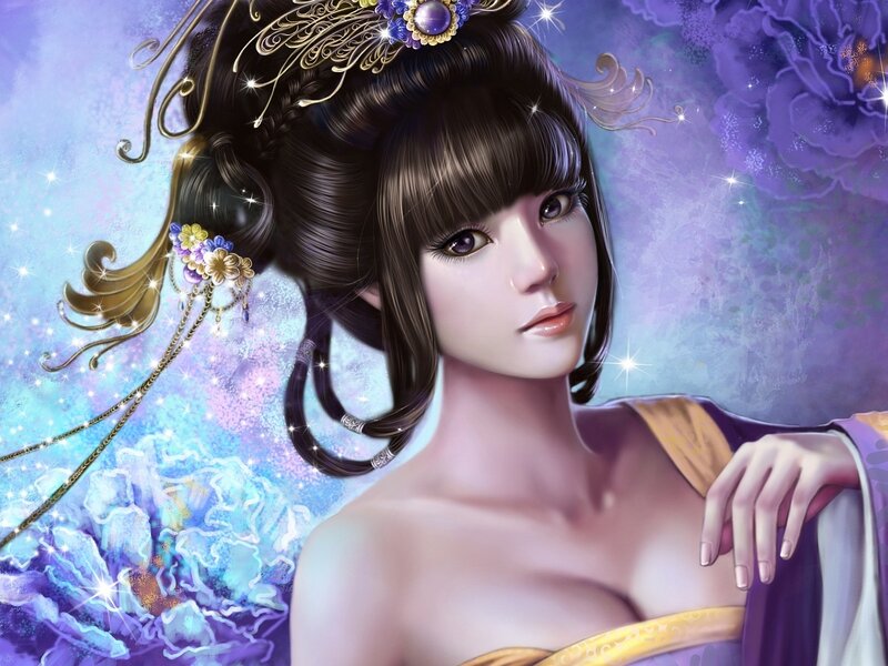Woman in Traditional Attire — Purple, Fantasy