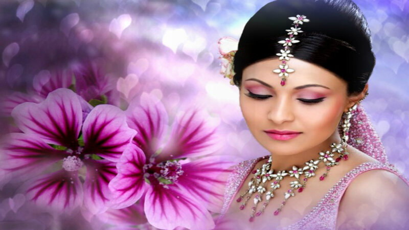 Woman in Traditional Attire — Purple, Serene, Photograph