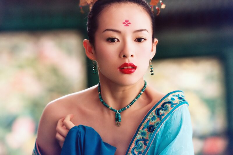 woman in traditional blue attire