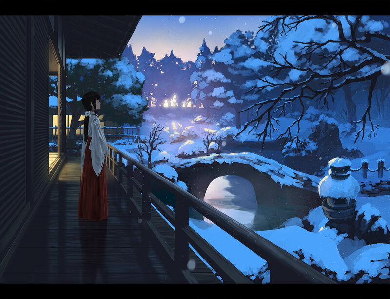 Woman in Traditional Clothing — Blue, Serene, Winter