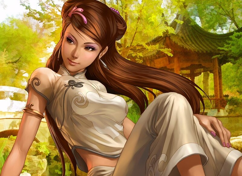 Woman in Traditional Clothing — Green, Serene
