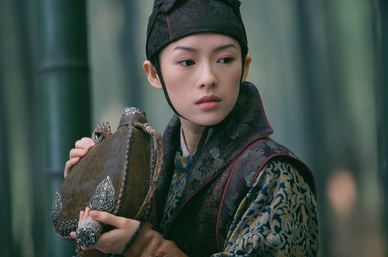 Woman in Traditional Clothing — Green, Serious