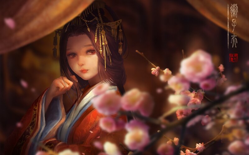 Woman in Traditional Clothing — Pink, Serene