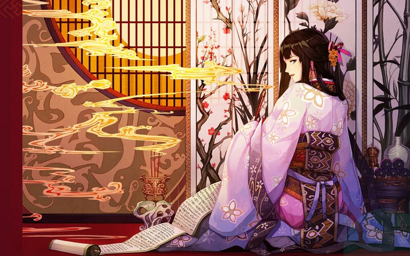 Woman in Traditional Clothing — Purple, Serene, Night
