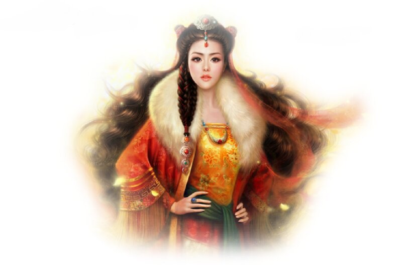 Woman in Traditional Clothing — Red, Dramatic