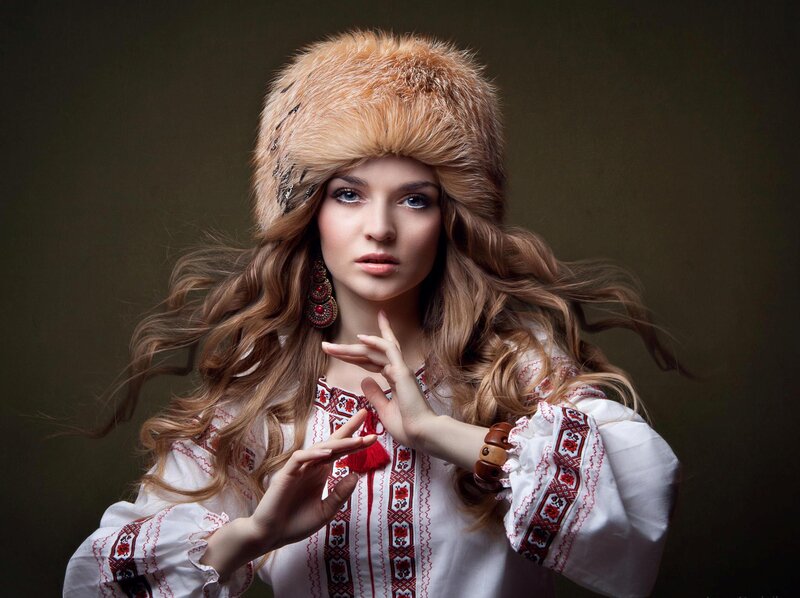 Woman in Traditional Clothing — White, Dramatic, Photograph