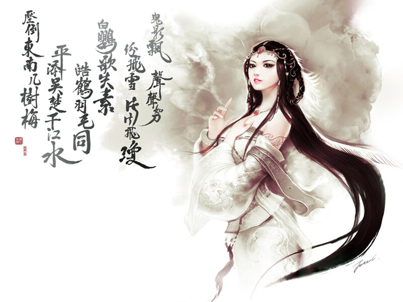 Woman in Traditional Clothing — White, Dramatic