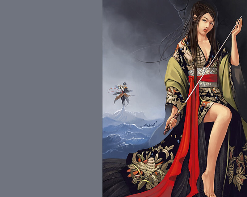 Woman in Traditional Dress — Black, Dramatic