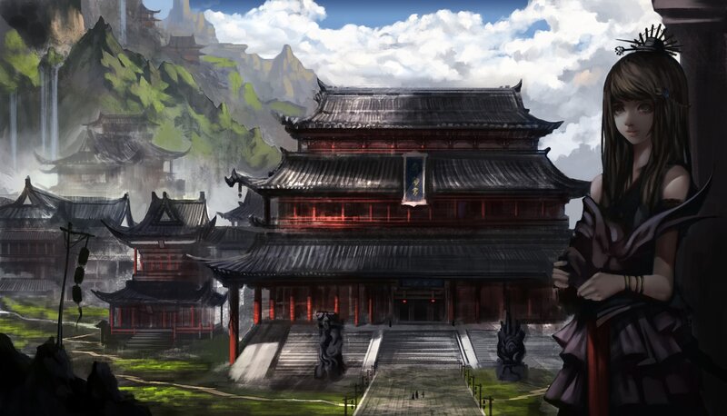 Woman in Traditional Dress — Black, Serene, Afternoon