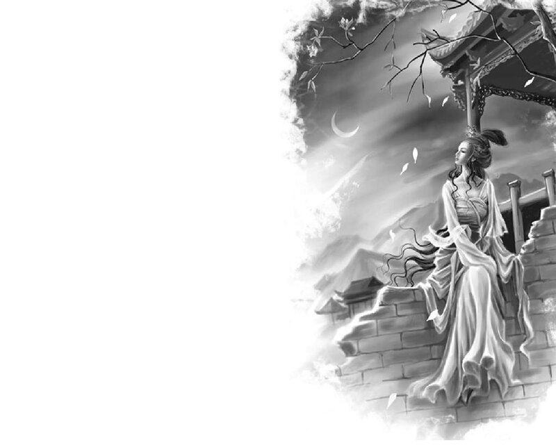 Woman in Traditional Dress — Black, Serene, Night