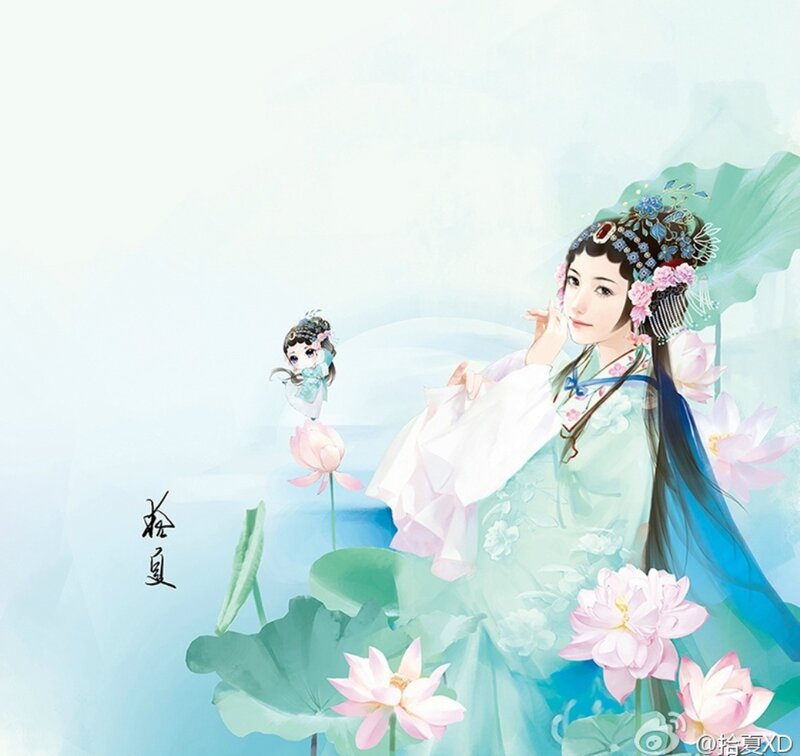 Woman in Traditional Dress — Blue, Serene, Summer