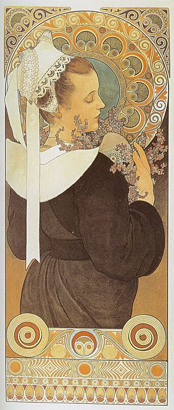 Woman in Traditional Dress — Brown, Serene, Illustration