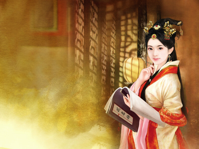 Woman in Traditional Dress — Gold, Serene, Night