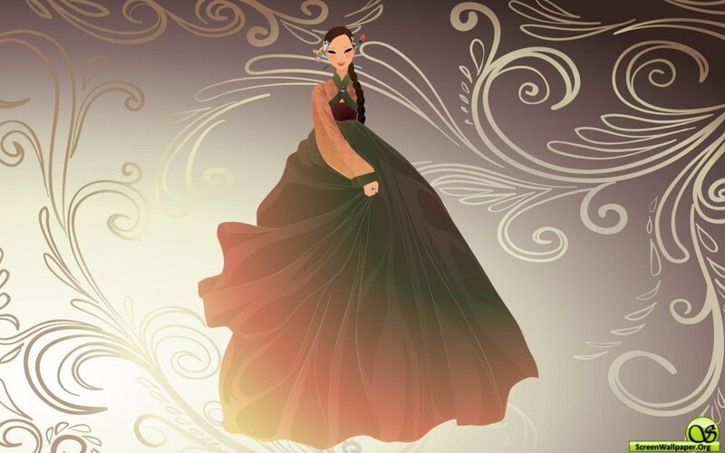 Woman in Traditional Dress — Green, Graceful