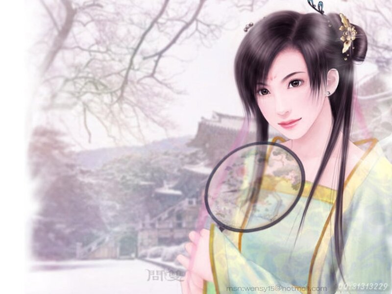 woman in traditional dress holding fan