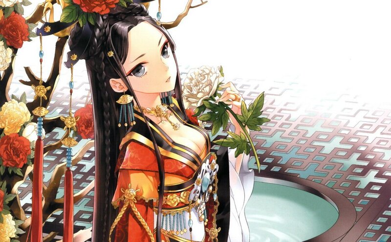 woman in traditional dress holding flower