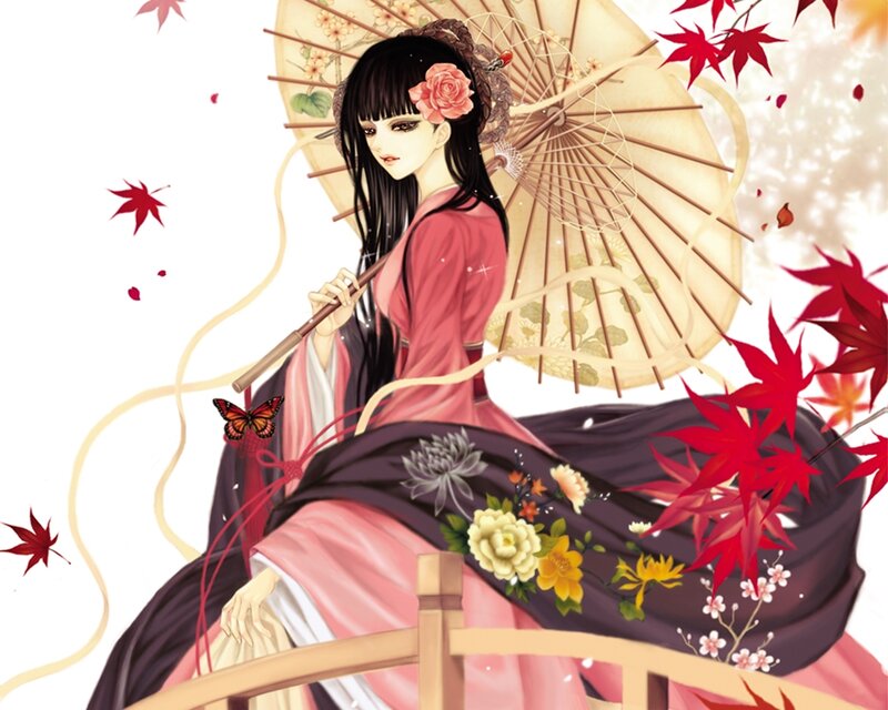 Woman in Traditional Dress — Pink, Serene, Autumn