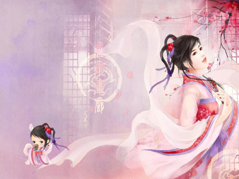 Woman in Traditional Dress — Pink, Serene, Spring