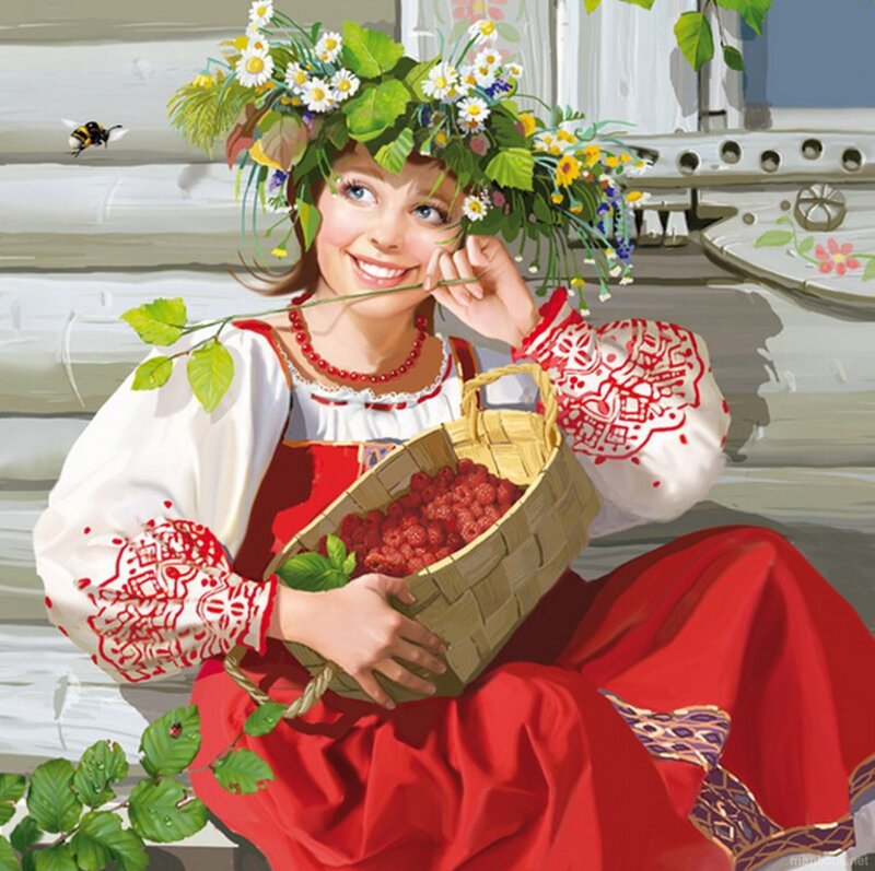 Woman in Traditional Dress — Red, Cheerful, Summer