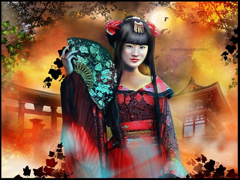 Woman in Traditional Dress — Red, Dramatic, Sunset
