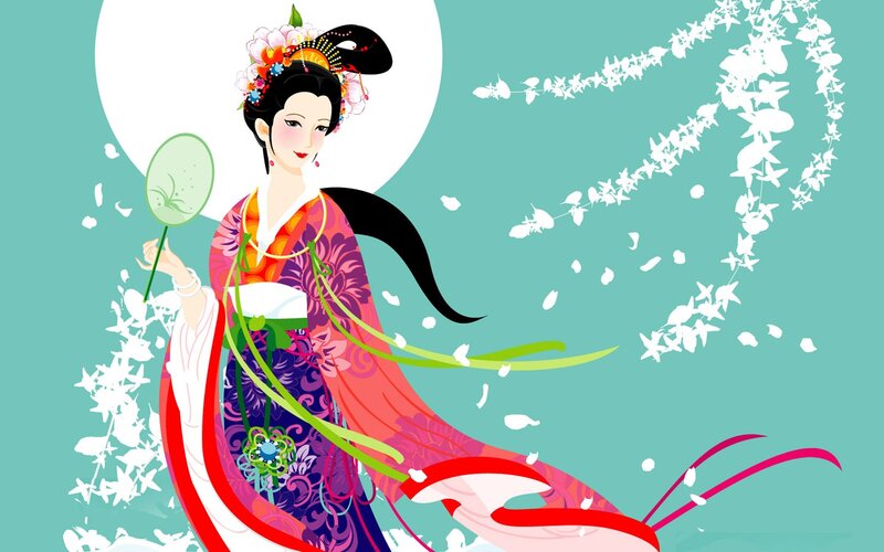 Woman in Traditional Dress — Teal, Serene