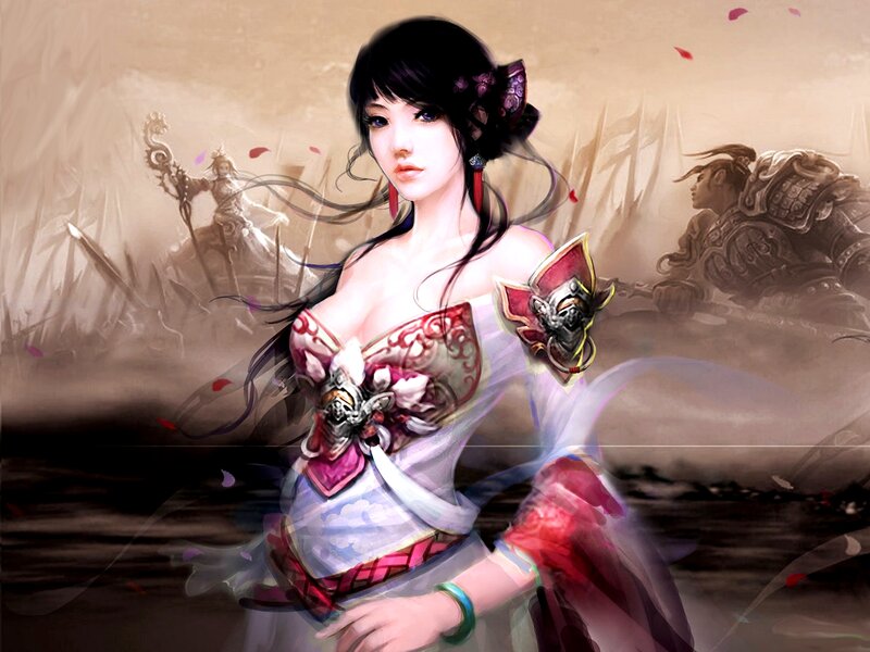 Woman in Traditional Dress — White, Dramatic