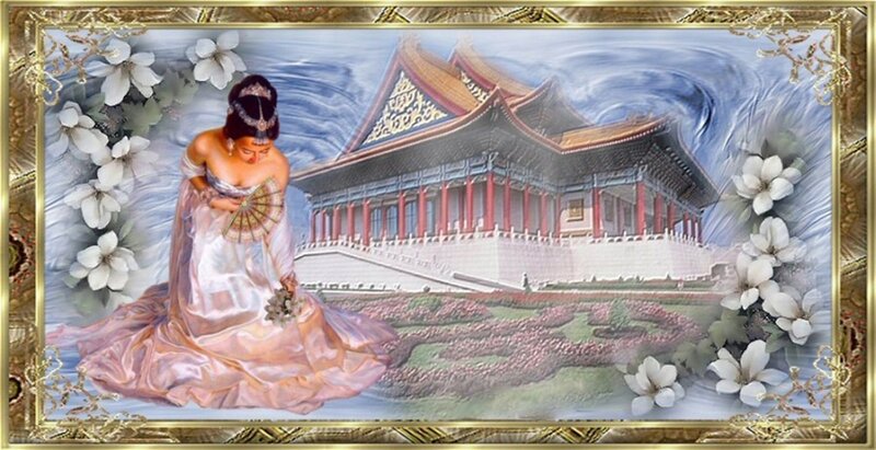 Woman in Traditional Dress — White, Serene, Digital Art