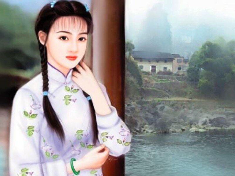 Woman in Traditional Dress — White, Serene, Morning