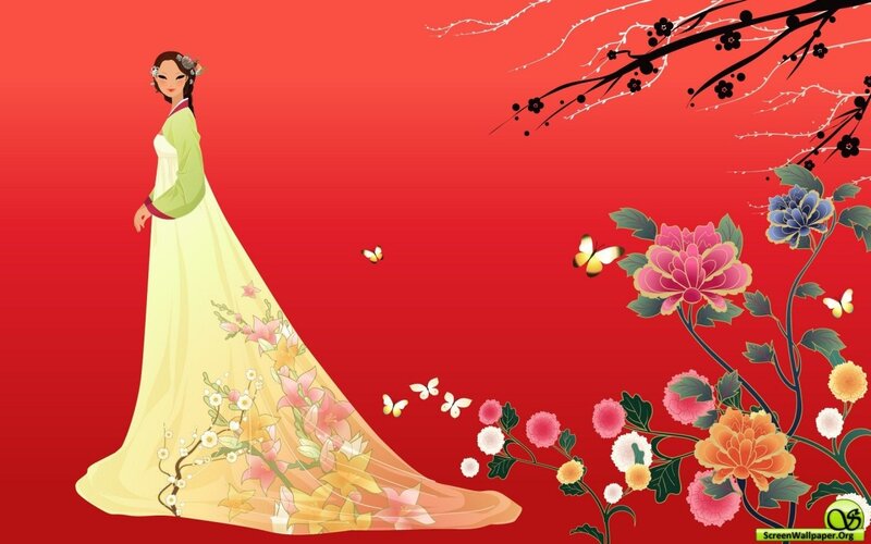 woman in traditional dress with flowers