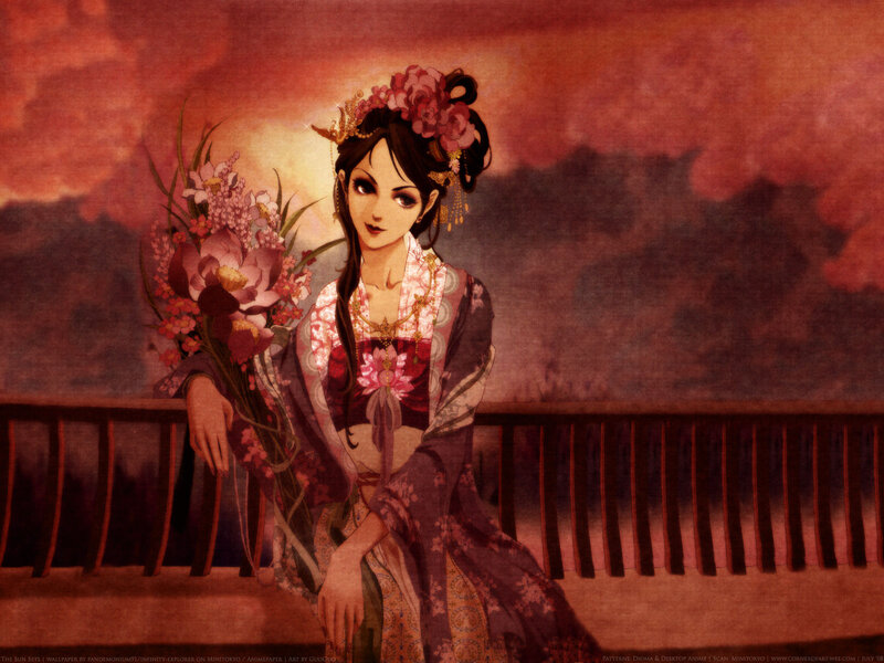 woman in traditional dress with flowers