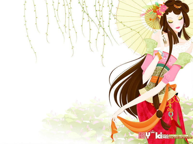 woman in traditional dress with parasol