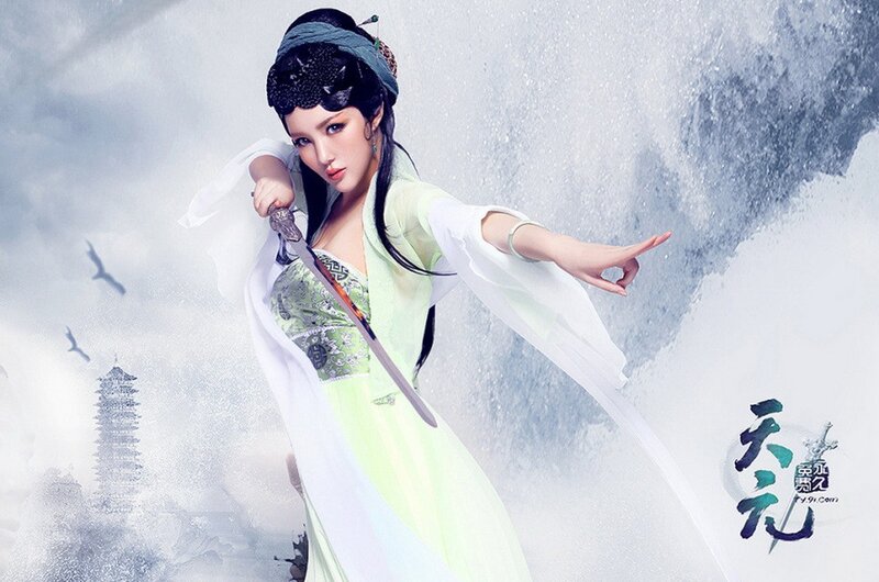 woman in traditional dress with sword