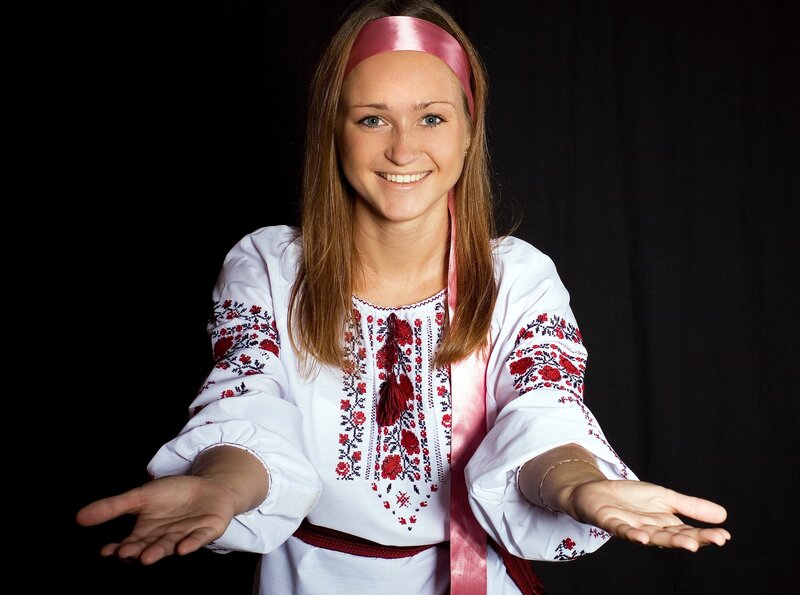 woman in traditional embroidered blouse