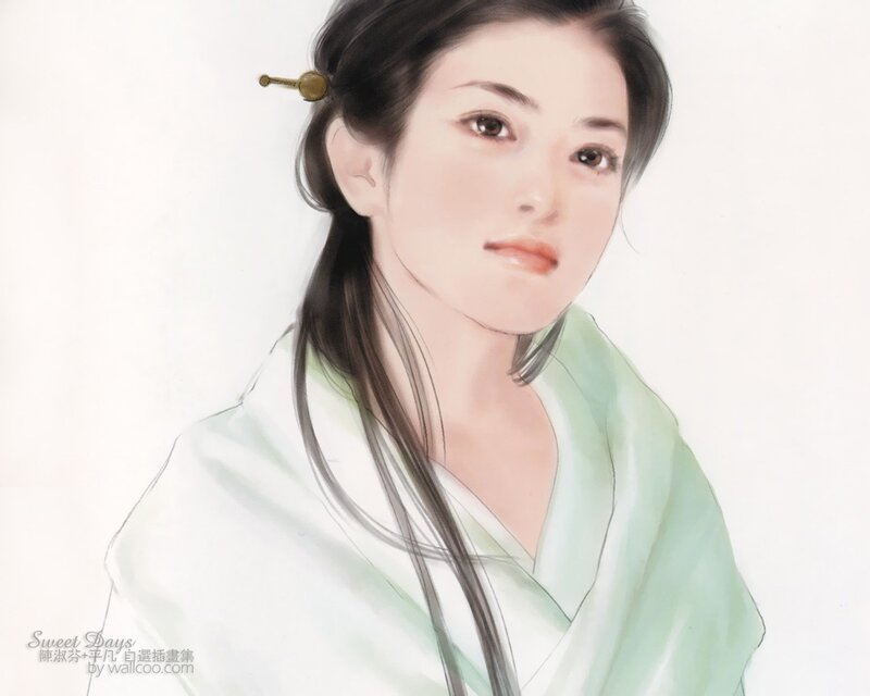 woman in traditional green robe
