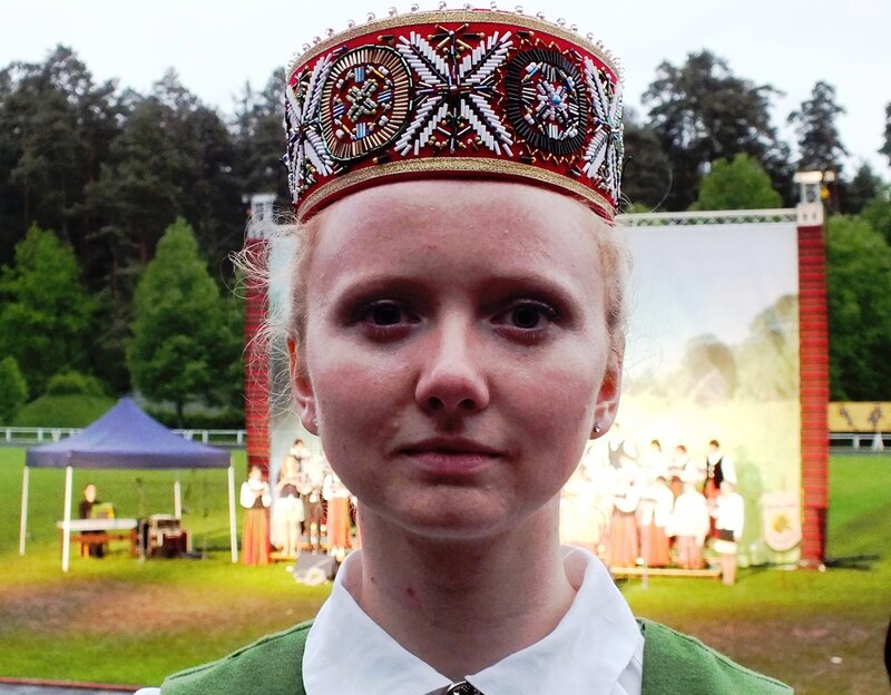 Woman in Traditional Hat — Green