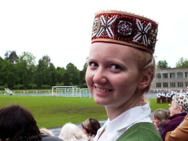 Woman in Traditional Hat — Red, Outdoor