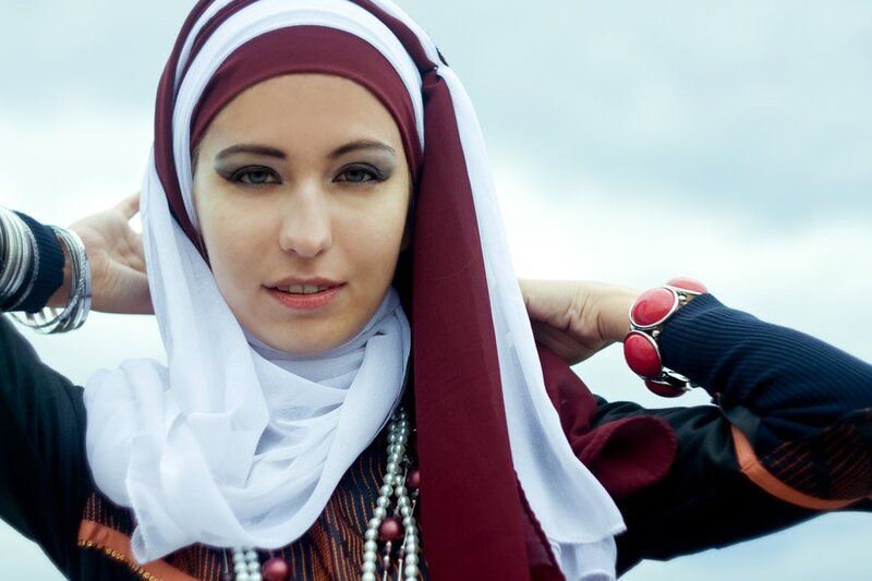woman in traditional headscarf