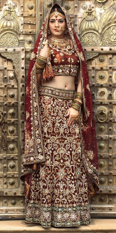 Woman in Traditional Indian Attire — Maroon