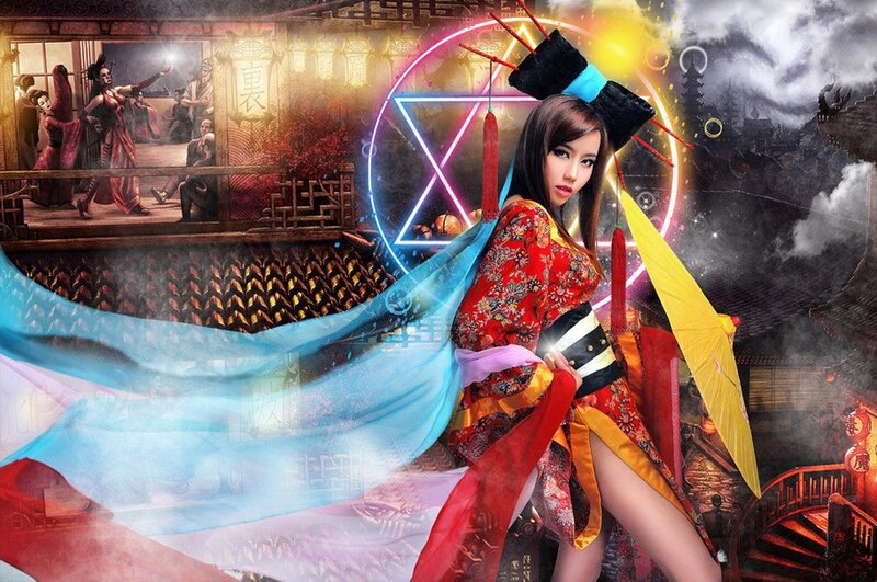 Woman in traditional Japanese attire