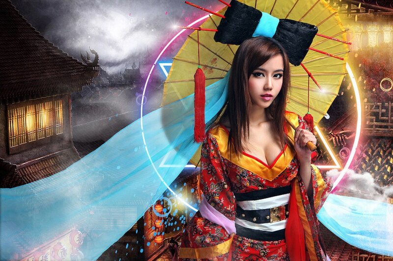 Woman in traditional Japanese attire