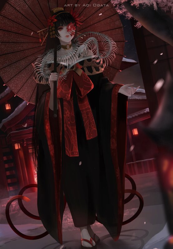 Woman in Traditional Japanese Attire — Black