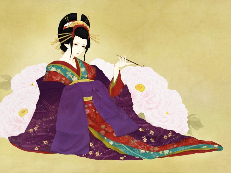 Woman in Traditional Japanese Attire — Purple