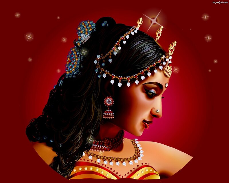 Woman in Traditional Jewelry — Red, Dramatic