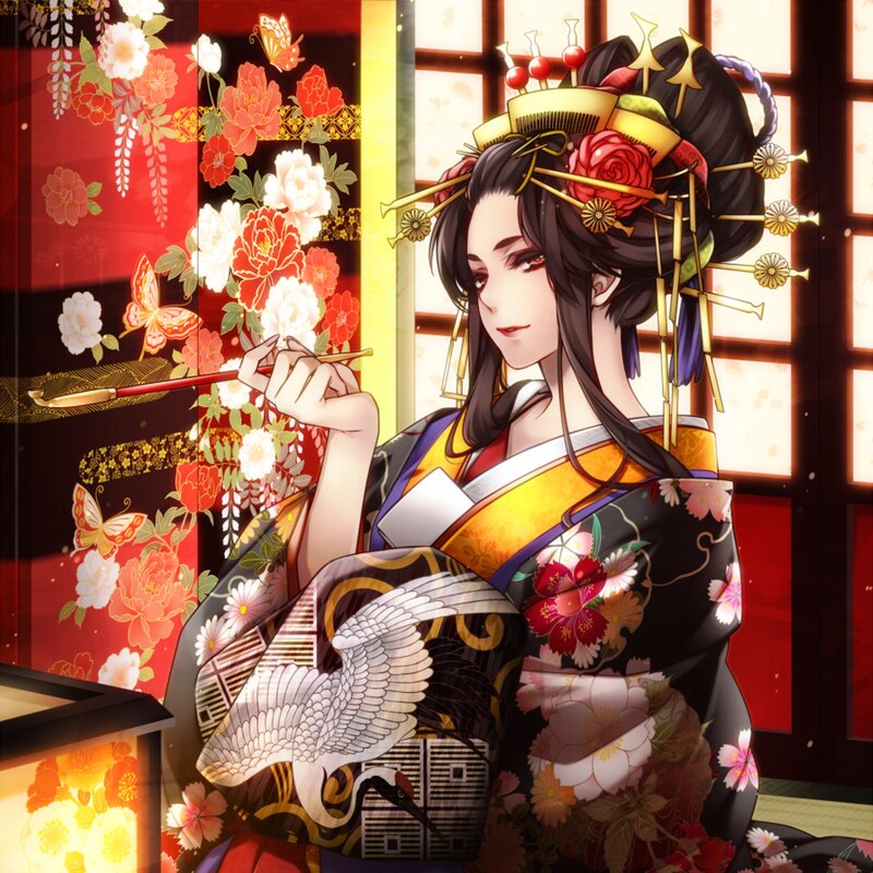 Woman in Traditional Kimono — Black