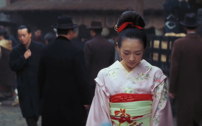 woman in traditional kimono walking