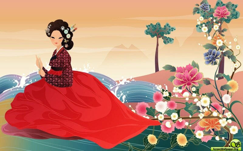 Woman in traditional Korean dress