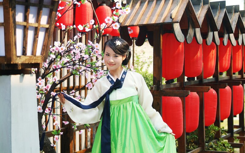 woman in traditional korean dress