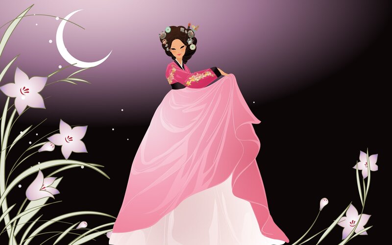 Woman in traditional Korean dress